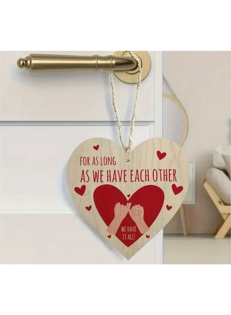 زينة قلب خشبي مع اقتباس رومانسي، فكرة هدية رائعة لعيد الحب له أو لها، هدية جميلة للأزواج في ذكرى زواجهم، فكرة هدية للزوجة أو الزوج، زينة "أحبك" - Image 3